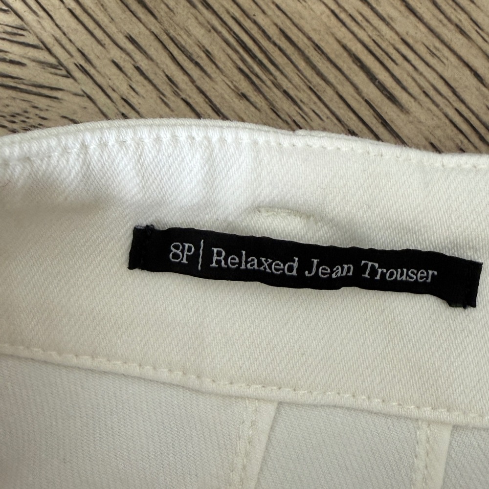 Talbots Womens White Wide Leg Patch Pocket Denim Pants High Rise Size 8P - Picture 9 of 10